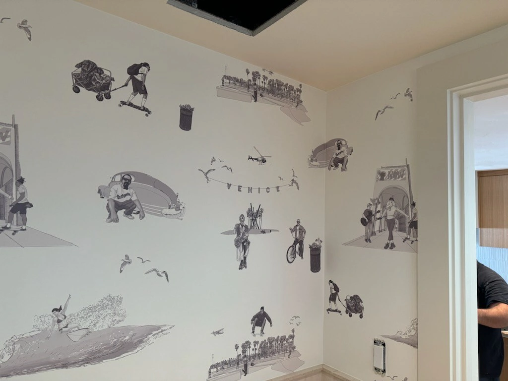 Alameda wallpaper installation team at work in Downtown San Francisco